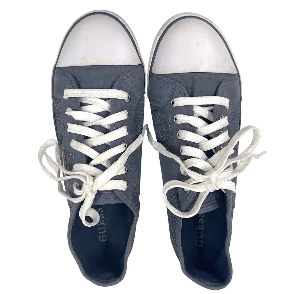 Guess Women Gray Textured Low Top Lace Up Sneakers‎ Shoes Size 9.5 M Y2K Retro